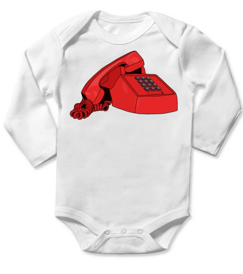 Vintage 80s 90s retro red telephone Long Sleeve Baby One-Piece