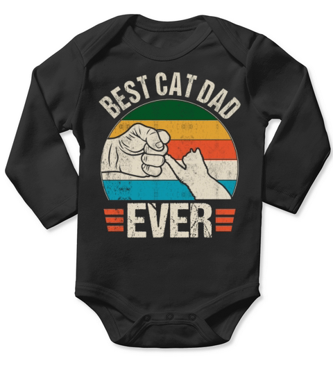 Vintage Best Cat Dad Ever Long Sleeve Baby One-Piece