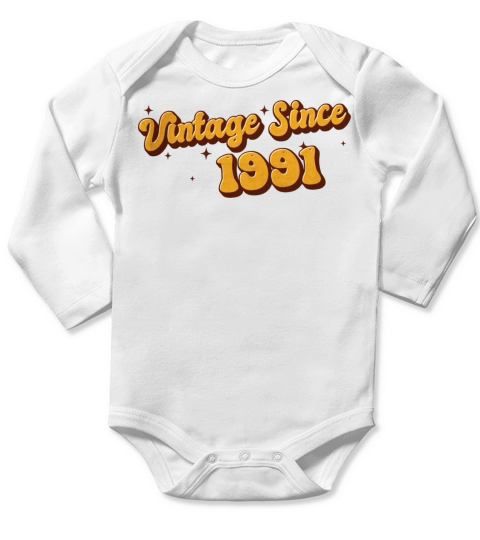 Vintage since 1991 32 Years Old - Groovy 32nd Long Sleeve Baby One-Piece