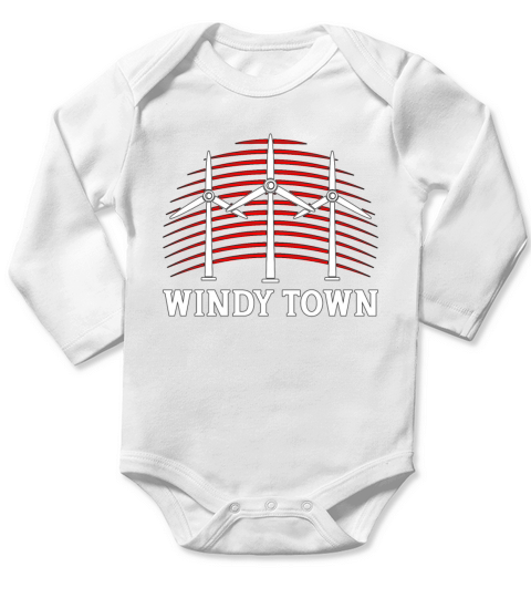 Wind Turbine Tech Windy Town Windmill Green Energy Long Sleeve Baby One-Piece