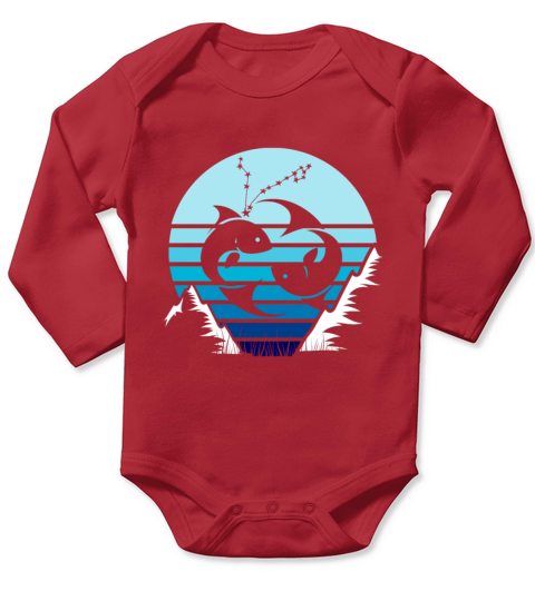 Zodiac Pisces Star Sign Long Sleeve Baby One-Piece