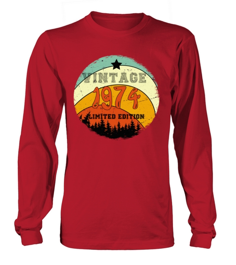 45th Birthday Gifts - Vintage 1974 T Shirt Hiking Long sleeved Unisex