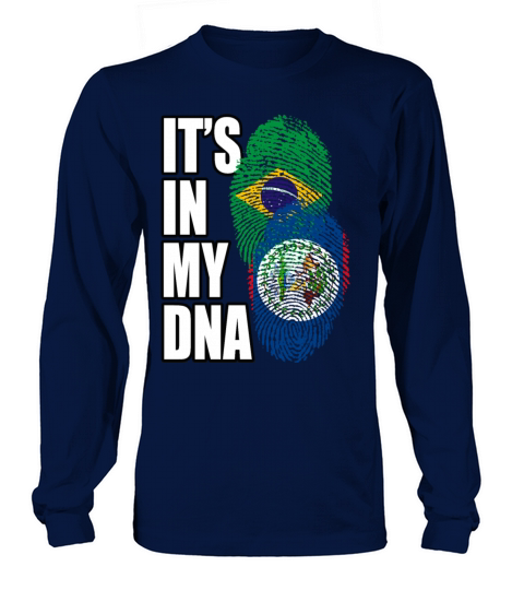 Belizean And Brazilian Mix Heritage DNA Flag Long sleeved Unisex