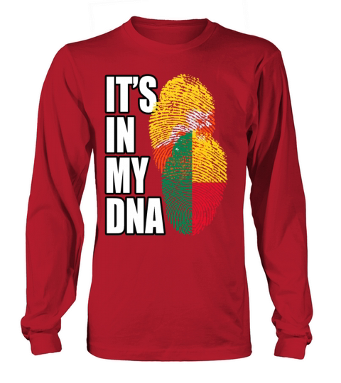 Bhutanese And Benin Mix Heritage DNA Flag Long sleeved Unisex