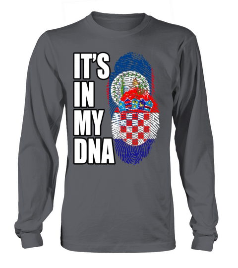 Croatian And Belizean Mix Heritage DNA Flag Long sleeved Unisex