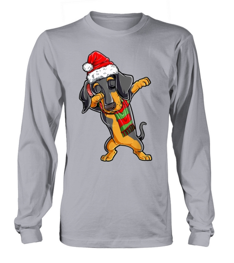 Dabbing Dachshund Santa Christmas Gifts Kids Boys Long sleeved Unisex