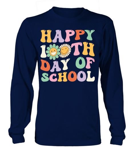 Happy 100th Day Of School Retro Groovy Students Long sleeved Unisex