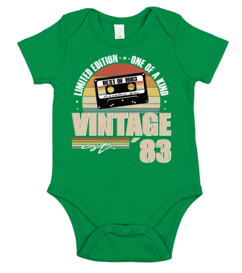40th birthday vintage 1983 born in 1983 Short Sleeve Baby One-Piece