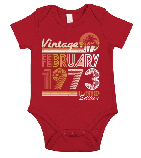 50th birthday vintage february 1973 Short Sleeve Baby One-Piece