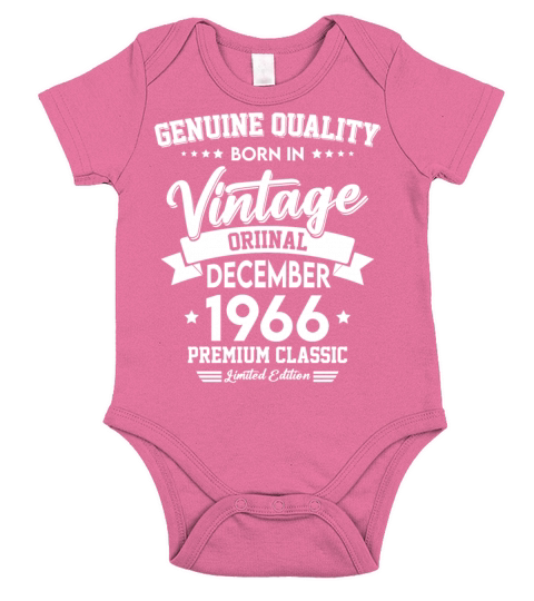 Born In December 1966 Original Vintage Short Sleeve Baby One-Piece