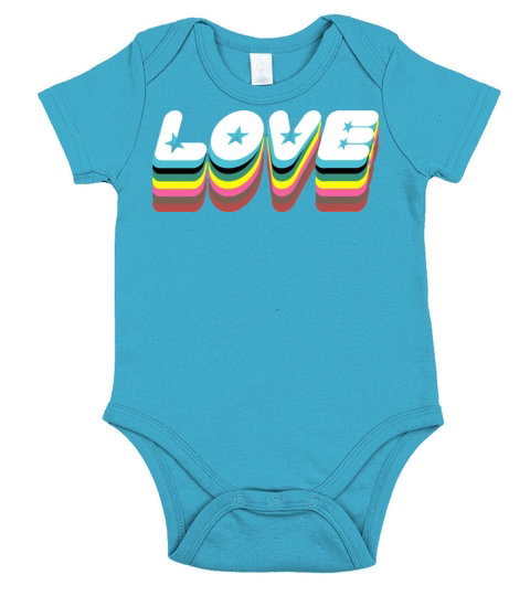 Colorful Love Typographic Slogan Lettering Quote Short Sleeve Baby One-Piece