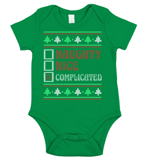 Complicated Naughty Nice Joke Funny Ugly Christmas Short Sleeve Baby One-Piece