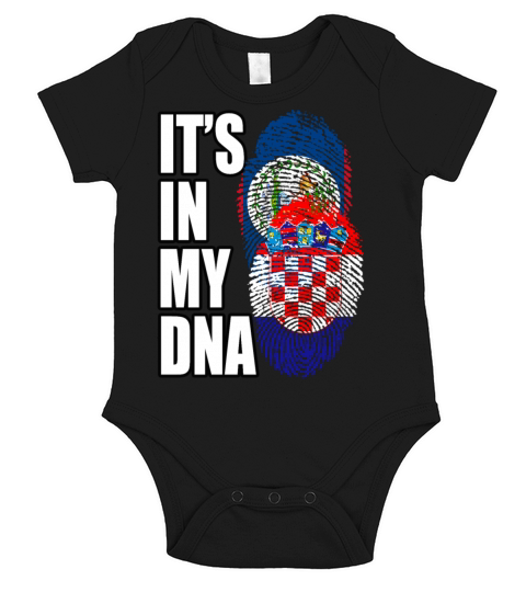 Croatian And Belizean Mix Heritage DNA Flag Short Sleeve Baby One-Piece