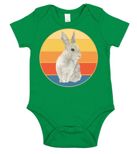 Cute Rabbit Bunny Retro Sunset Vintage Animal Pet Short Sleeve Baby One-Piece