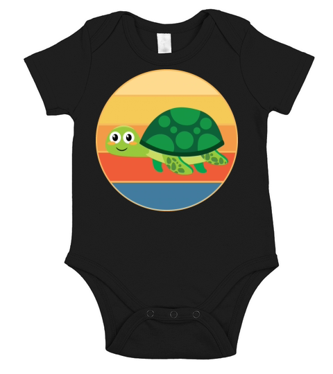 Cute Turtle Vintage Retro Sunset Marine Animal Short Sleeve Baby One-Piece