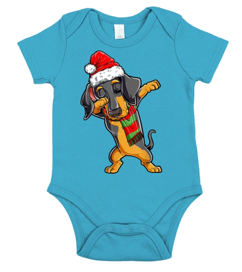 Dabbing Dachshund Santa Christmas Gifts Kids Boys Short Sleeve Baby One-Piece