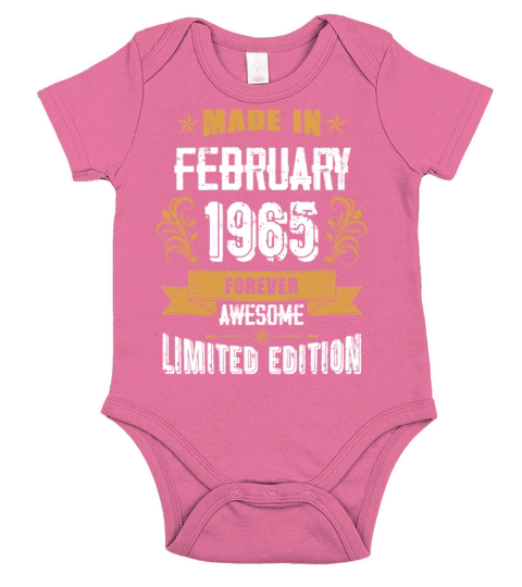 February 1965 Vintage Birthday Present Short Sleeve Baby One-Piece