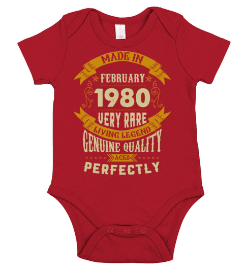 February 1980 Vintage Birthday Present Short Sleeve Baby One-Piece