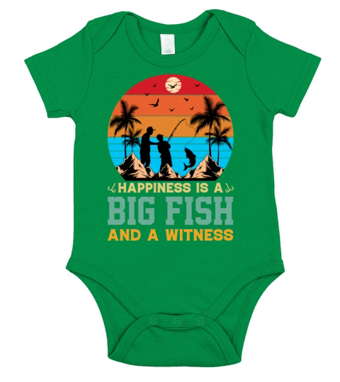 Happiness Is A Big Fish And A Witness - Fishing Short Sleeve Baby One-Piece