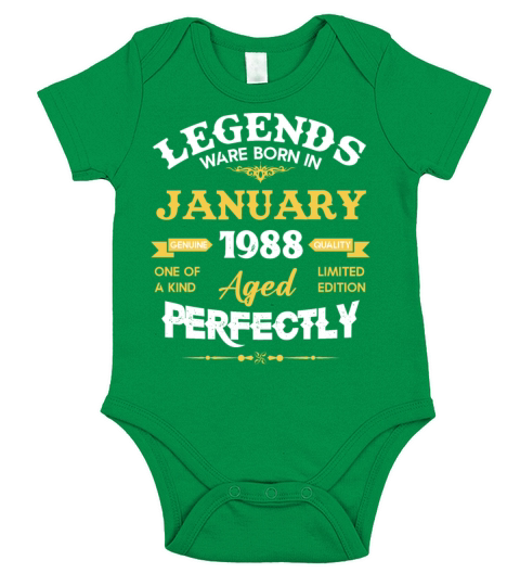 January 1988 Vintage Birthday Present Short Sleeve Baby One-Piece
