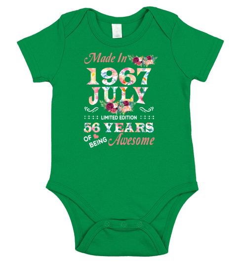 July 1967 Flower 56 Years Of Being Awesome Short Sleeve Baby One-Piece