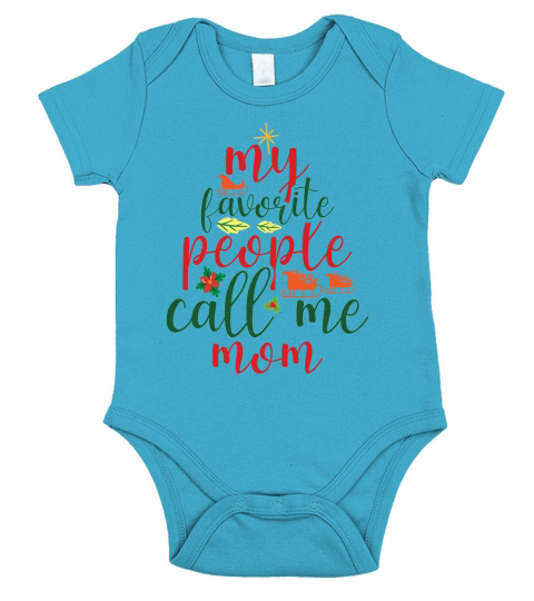 My Favorite People Call Me Mom Merry Christmas Short Sleeve Baby One-Piece