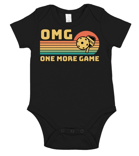 One More Game OMG Retro Funny Pickleball Lover Short Sleeve Baby One-Piece