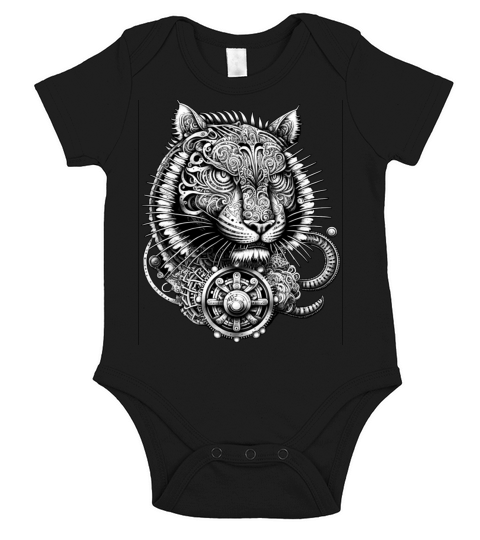 Ornate Steampunk Bull Detailed Intricate Cool Art Short Sleeve Baby One-Piece