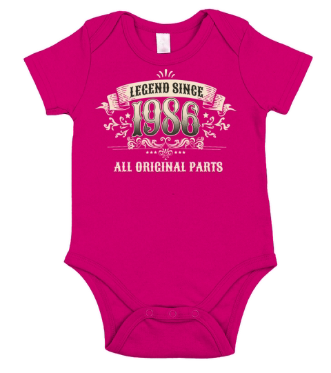 Retro Vintage Legend Since 1986 Original Parts Short Sleeve Baby One-Piece