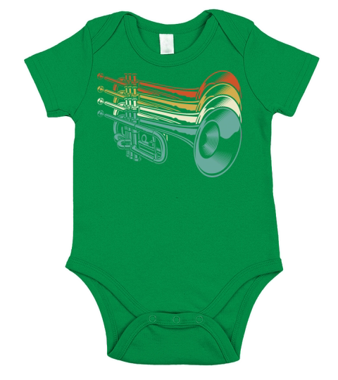 Retro Vintage Trumpet Marching Band Trumpet Player Short Sleeve Baby One-Piece
