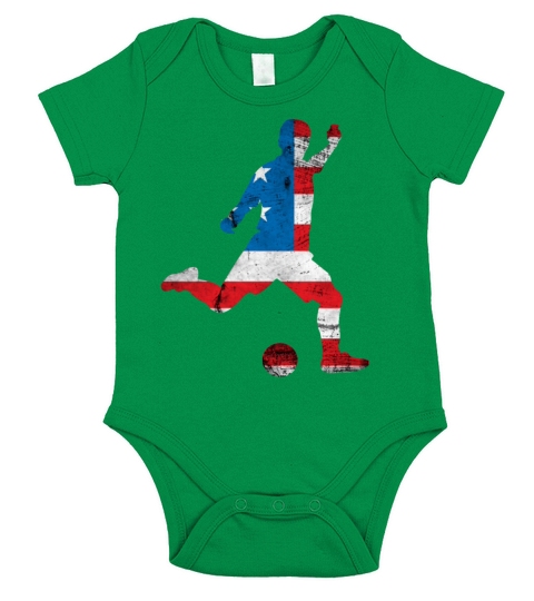 USA Flag Soccer Player American Patriotic Vintage Short Sleeve Baby One-Piece