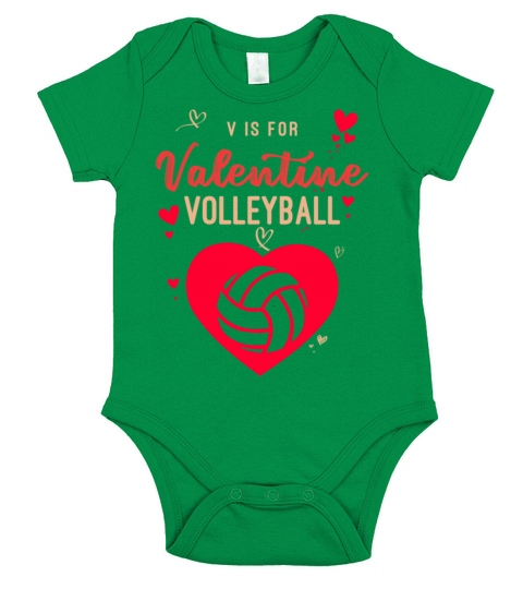 V Is For Valentines Day Funny Gamer volleyball Boy Short Sleeve Baby One-Piece