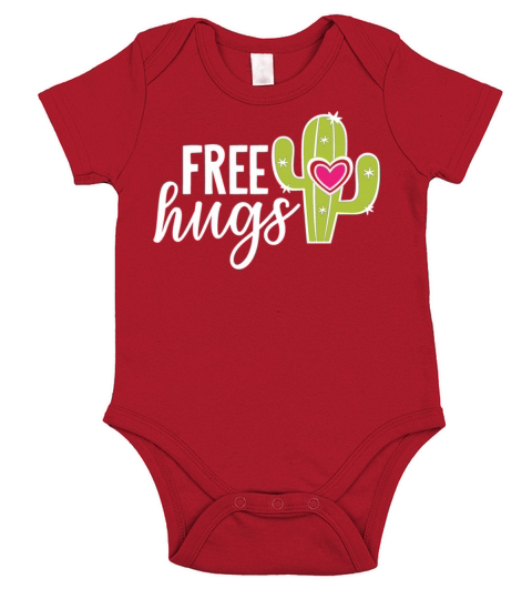 Valentimes Day Free Hugs Cactus Valentines Day Gif Short Sleeve Baby One-Piece
