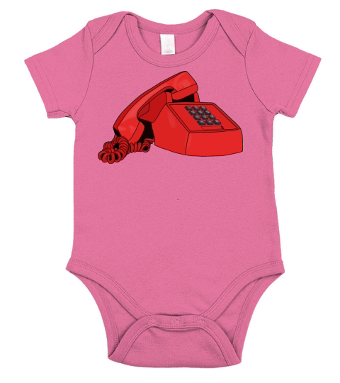 Vintage 80s 90s retro red telephone Short Sleeve Baby One-Piece