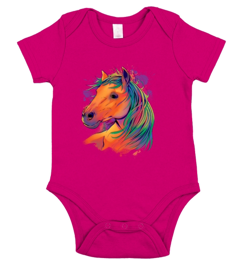 Watercolor Horse Realistic Short Sleeve Baby One-Piece