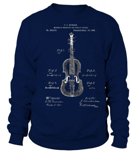 Vintage Patent Print 1888 Violin Player Sweatshirt Unisex