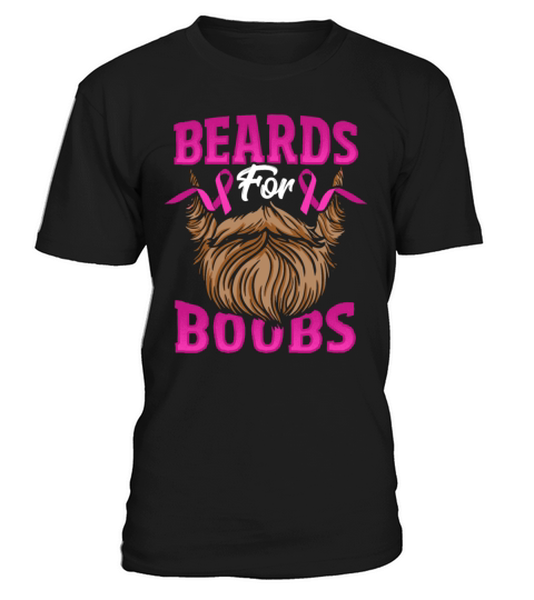 Beards For Boobs Breast Cancer Awareness Pink T-Shirt Unisex