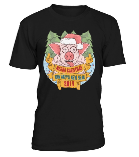 Piggy Santa Merry Christmas Happy new year 2019 T-Shirt Unisex