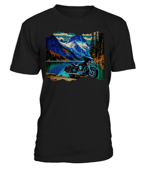 Vintage Motorcycle Biker With Lake T-Shirt Unisex