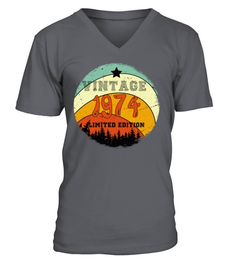 45th Birthday Gifts - Vintage 1974 T Shirt Hiking V-Neck T-shirt