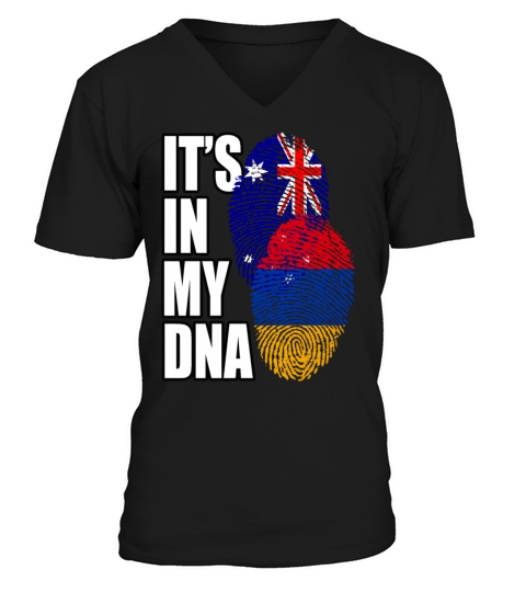 Armenian And Australian Mix Heritage DNA Flag V-Neck T-shirt