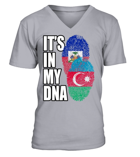 Azerbaijani And Haitian Mix Heritage DNA Flag V-Neck T-shirt