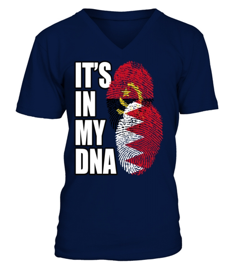 Bahraini And Angolan Mix Heritage DNA Flag V-Neck T-shirt