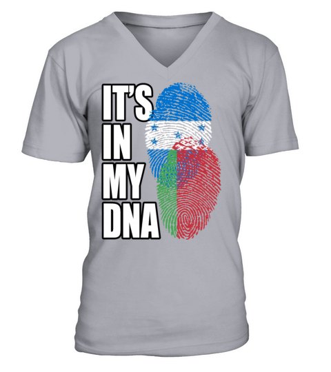 Belarusian And Honduran Mix Heritage DNA Flag V-Neck T-shirt