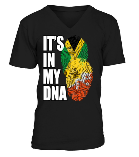 Bhutanese And Jamaican Mix Heritage DNA Flag V-Neck T-shirt