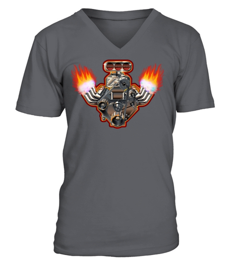cool car engine design V-Neck T-shirt