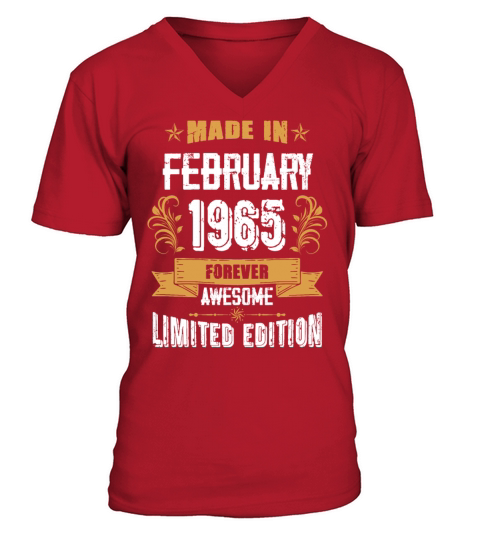 February 1965 Vintage Birthday Present V-Neck T-shirt