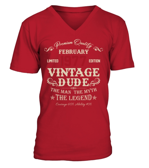 February 1977 Vintage Birthday Present V-Neck T-shirt