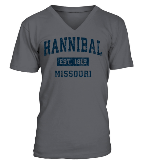 Hannibal Missouri Mo Vintage Sports Design Navy Pr V-Neck T-shirt