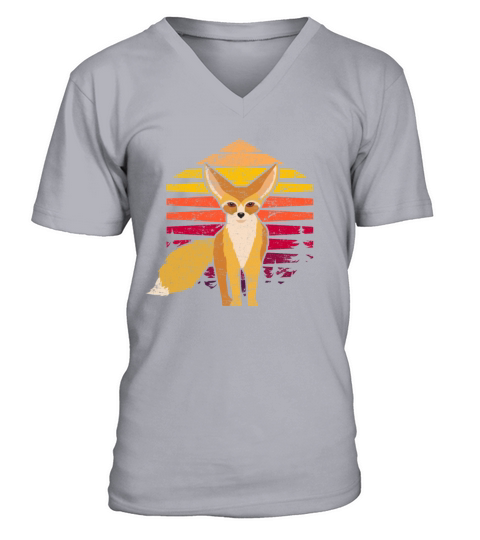 Retro Vintage Fennec Fox Cute Foxes Kawaii Fennec V-Neck T-shirt
